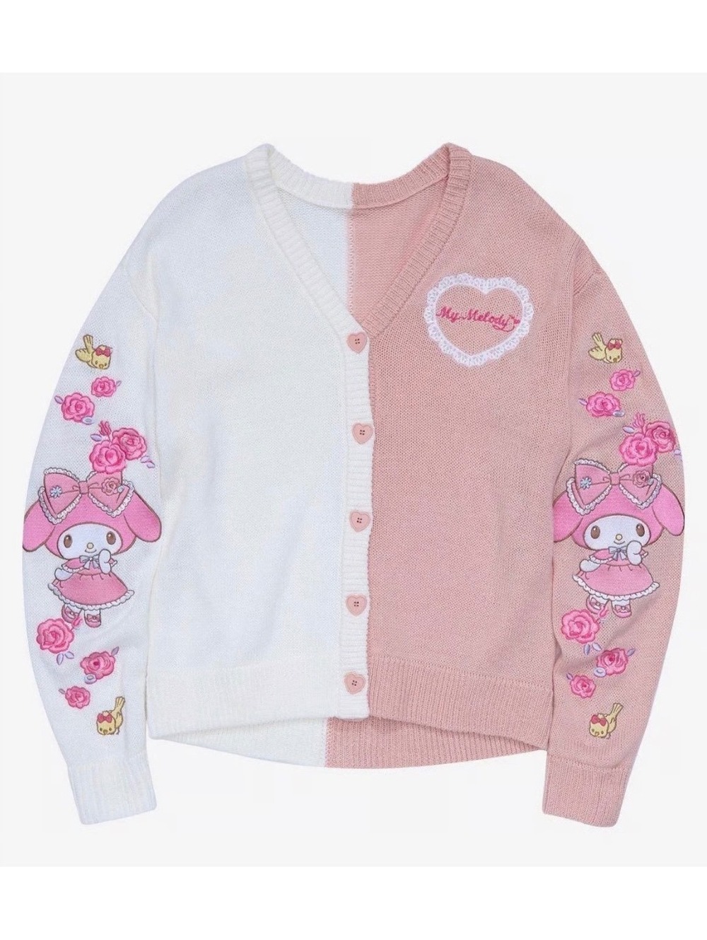 Hot Topic My Melody Hello Kitty Kawaii Embroidered Cardigan